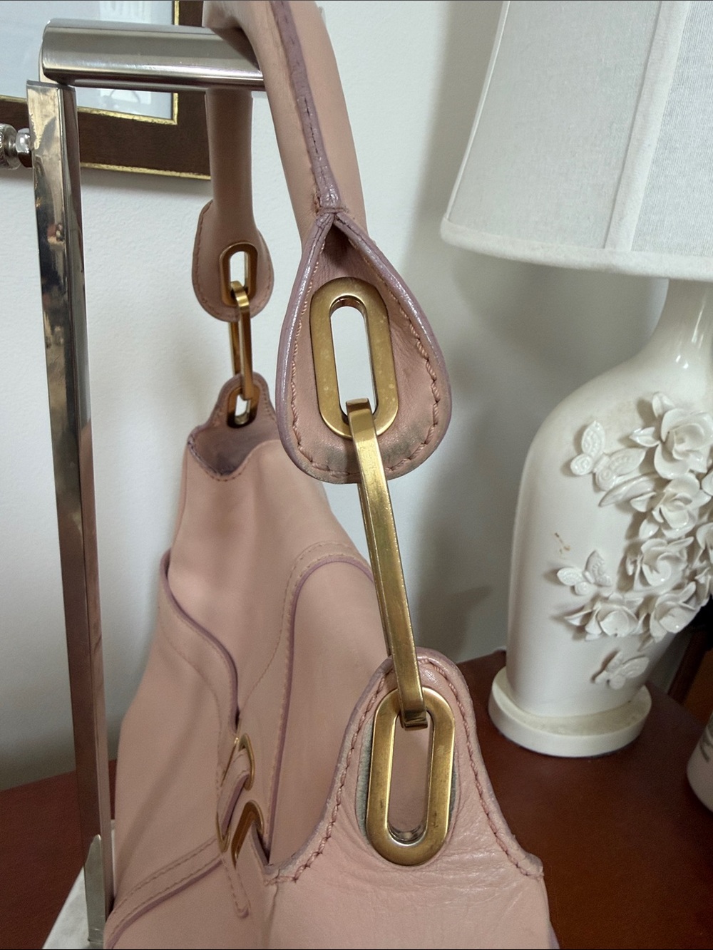 Jimmy Choo Blush Pink Leather Shoulder Bag - Picture 6 of 15